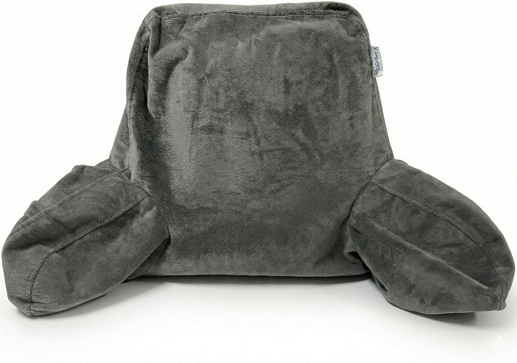ComfortSpa Reading Pillow Replacement Cover for 19 inch Back Rest Pillow, Polyester Velour Machine Wash and Dry (Grey)