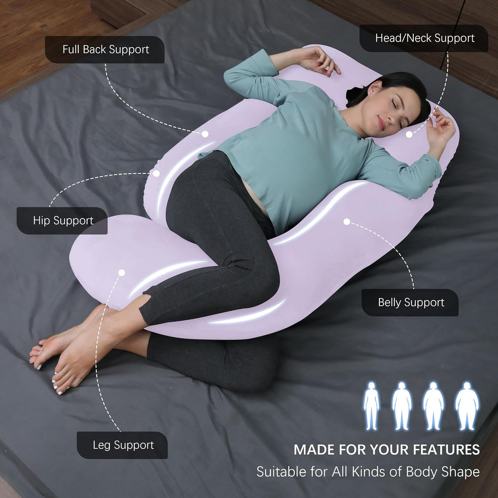 Moonpark MOON PARK Pregnancy Pillows for Sleeping - U Shaped Full Body Maternity Pillow with Removable Cover - Support for Back, Legs, Bell…