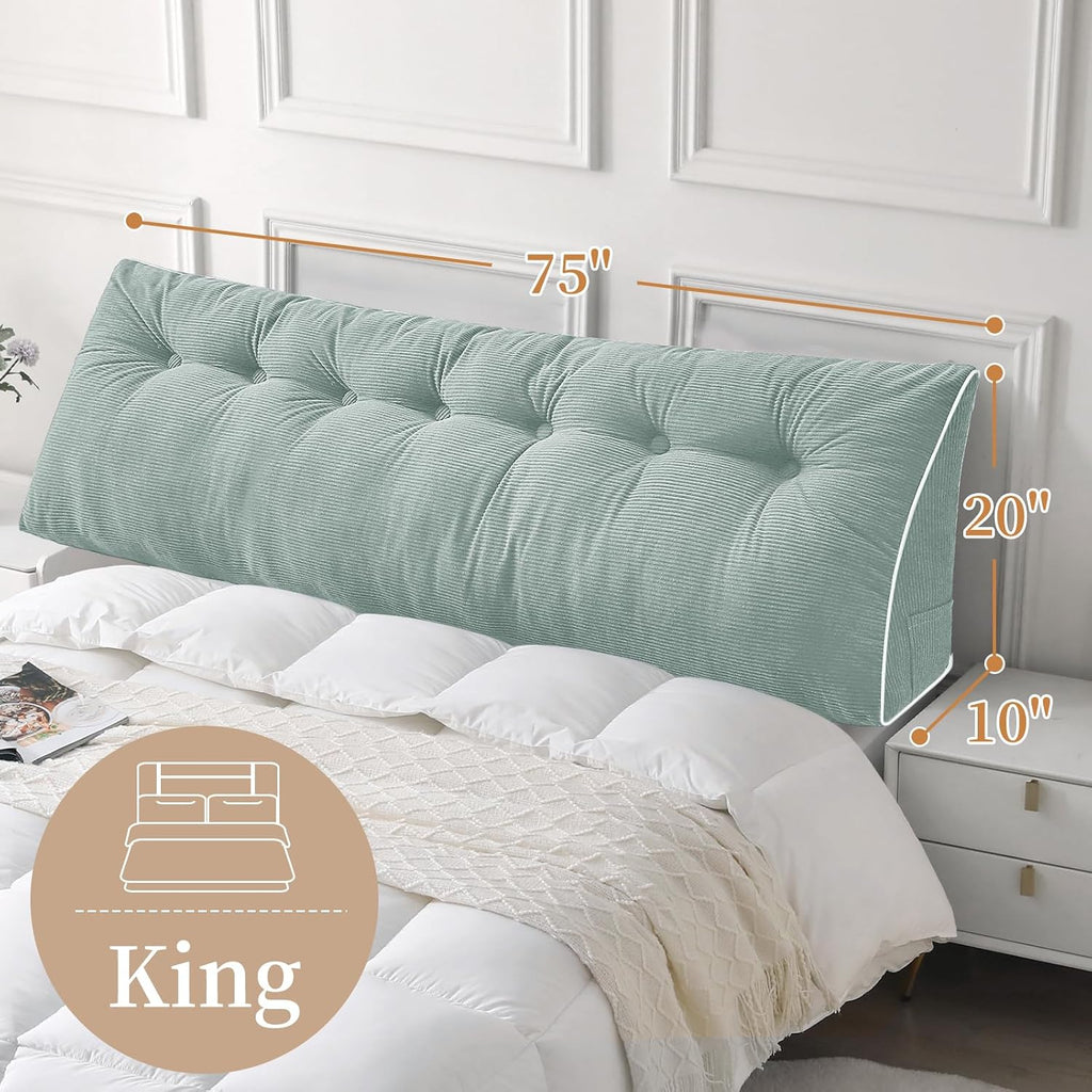 Sasttie Headboard Pillow King, Wedge Pillow Headboard for Sitting Up in Bed, Back-Rest Support Triangular Cushion for Reading - Features Re…