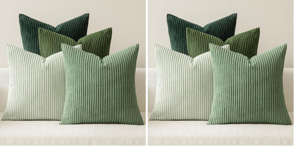 Miulee Boho Farmhouse Sage Green Throw Pillow Covers 18x18 Inch Set of 4 Mordern Nordic Cushion Covers Soft Corduroy Spring Home Decor for…
