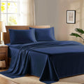 AshtonSheets 100% Egyptian Cotton Queen Size Sheet Set - 600 Series Refined Collection Sheets Set for Queen Size Bed (4 PC, Navy Blue), Sof…