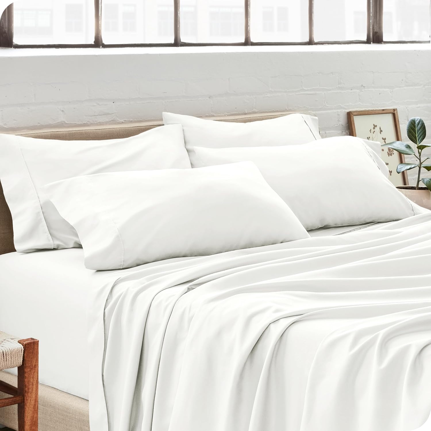 BareHome Bare Home Microfiber Bulk Pillow Cases - Standard/Queen Size Set of 4 - Cooling Pillowcases - Double Brushed - Ivory Pillowcases 4…