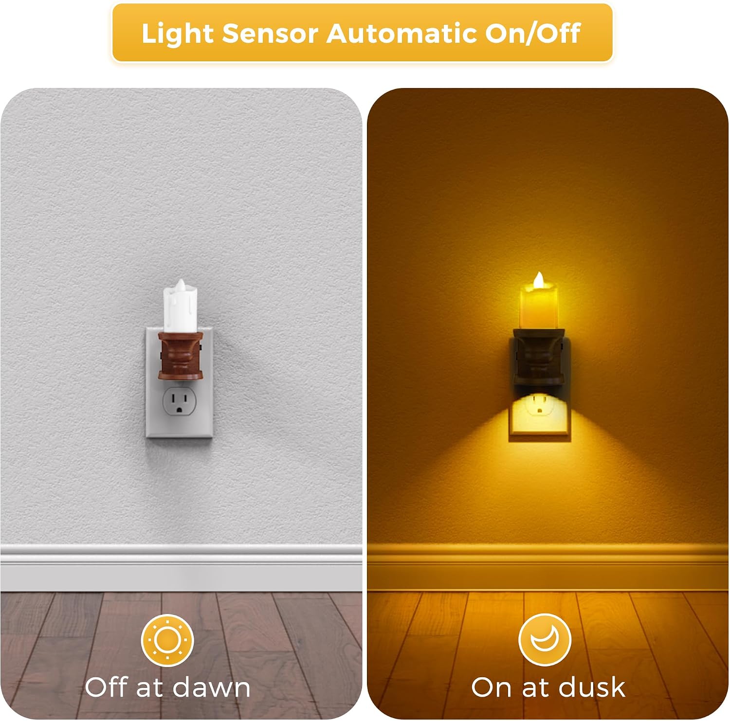 L LOHAS LED Night Light,[2-Pack] Flameless Candle Night Light with 3 Lighting Model, Dusk to Dawn Sensor,0-100LM Brightness…