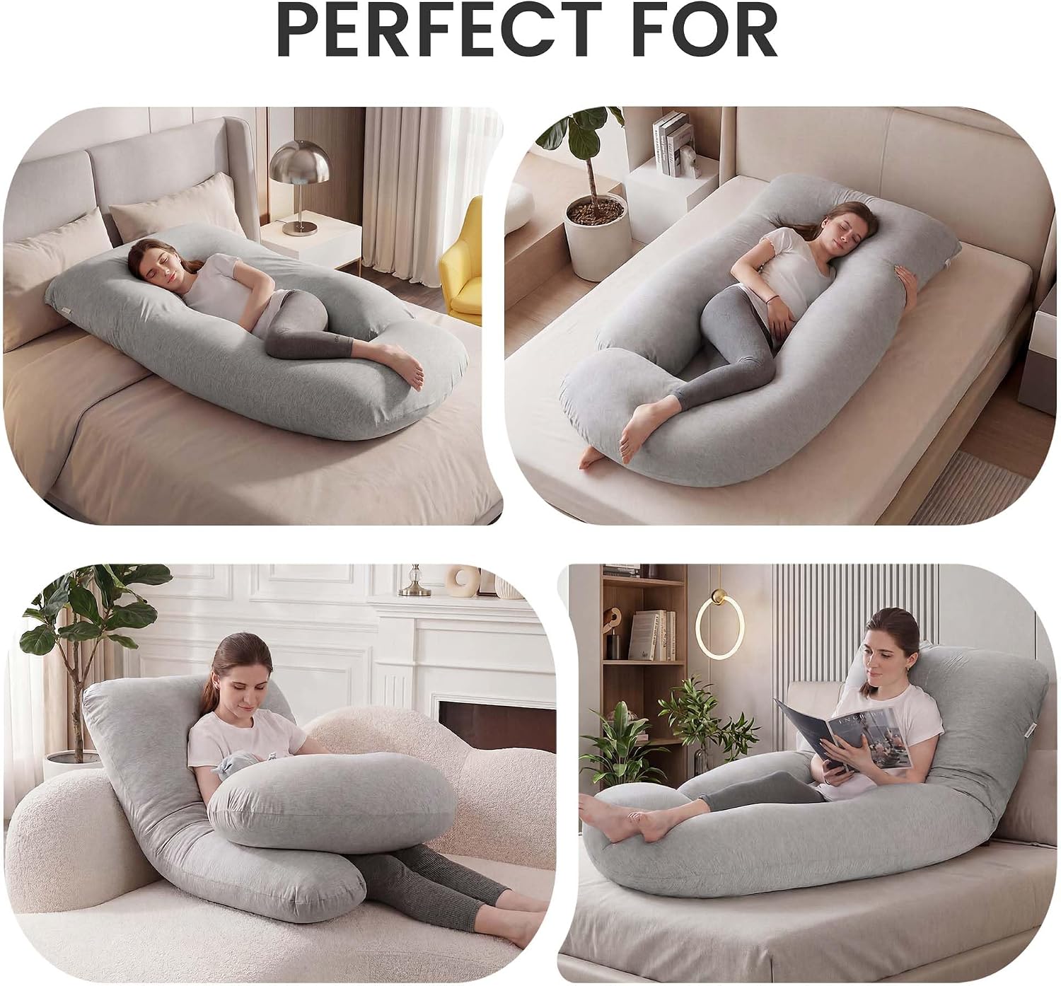 Jcickt Pregnancy Pillow for Sleeping,59 inch Maternity Pillow with Removable Washable Cover, J-Shaped Cooling Full Body Pregnant Pillow…