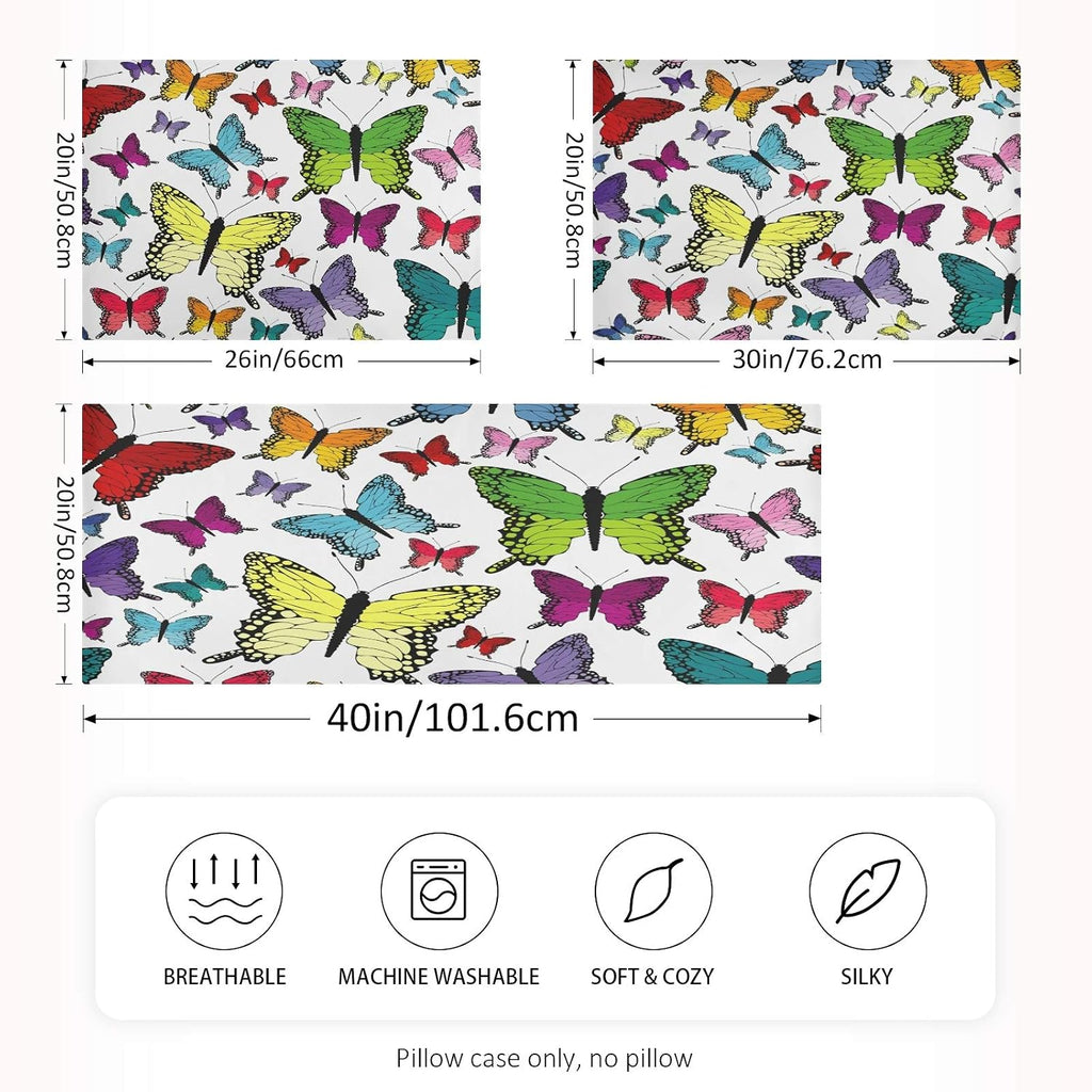 Blueangle Colorful Butterflies Satin Pillowcase for Hair and Skin Silk Pillowcase, Queen Size(20x30 inches) - Satin Pillow Covers with…