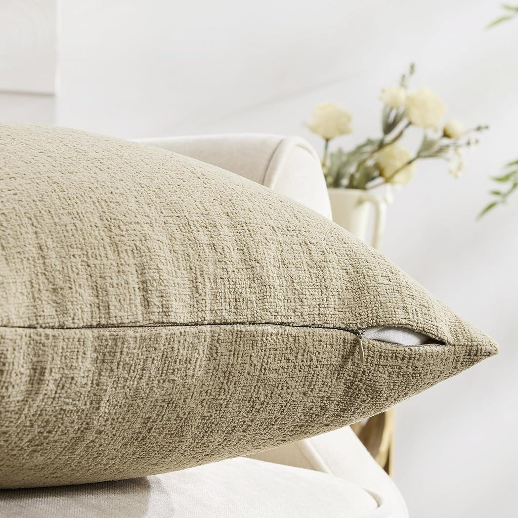 Gawamay Pack of 2 Decorative Lumbar Throw Pillow Covers 20x12 Inch, Soft Chenille Boho Farmhouse Cushion Cases, Couch Pillow Covers for Liv…