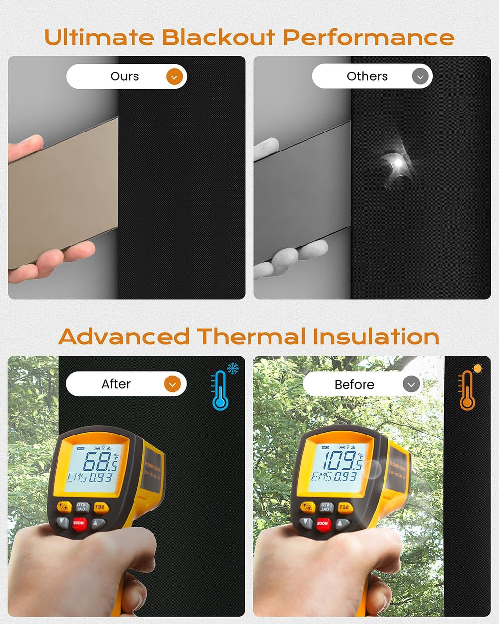 58" W x57 H Portable Blackout Curtains for Bedroom, Easy Install No Drill Black Out Shades&Blinds for Indoor Windows with Upgraded…