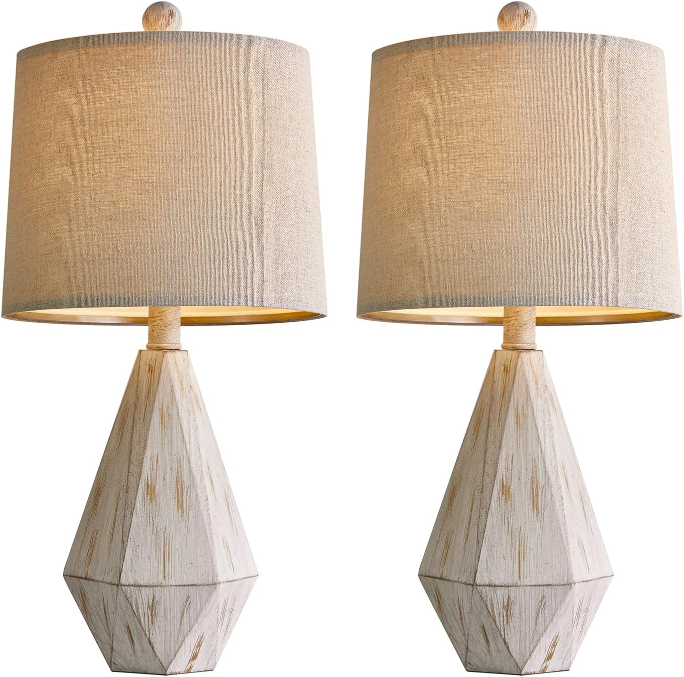 PoKat 20.25" Rustic Table Lamp Set of 2 for Bedroom Living Room Vintage Retro Traditional Nightstand Bedside Lamps Kids Room Study Room…