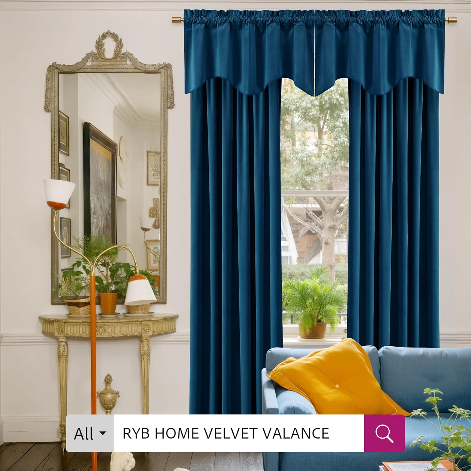 Rybhome RYB HOME Blue Velvet Curtains 84 inches - Blackout Curtains for Living Room, Thermal Insulated Noise Reducing Panels Soft Luxury Wi…