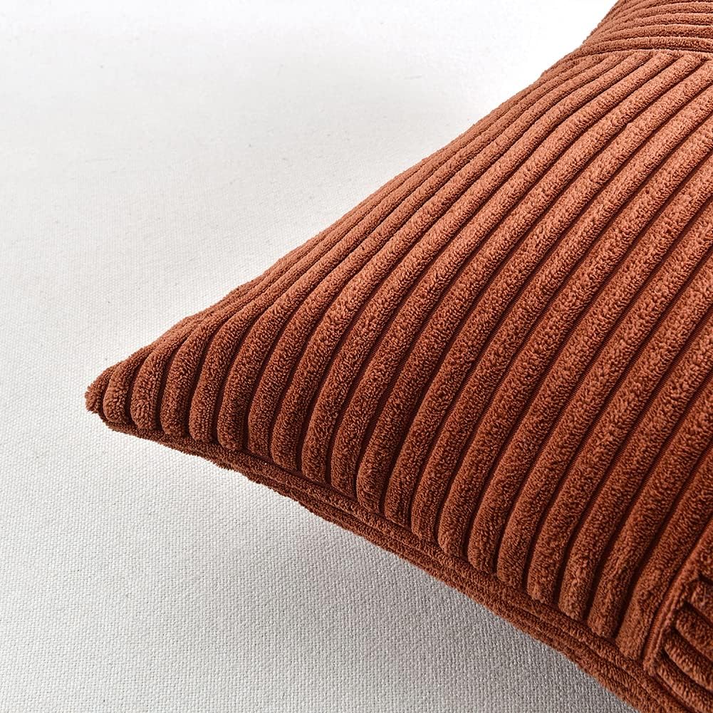 Fancy Homi 2 Packs Rust Samll Decorative Throw Pillow Covers 14x14 Inch with for Couch Bed, Rustic Farmhouse Boho Home Decor, Soft Corss…