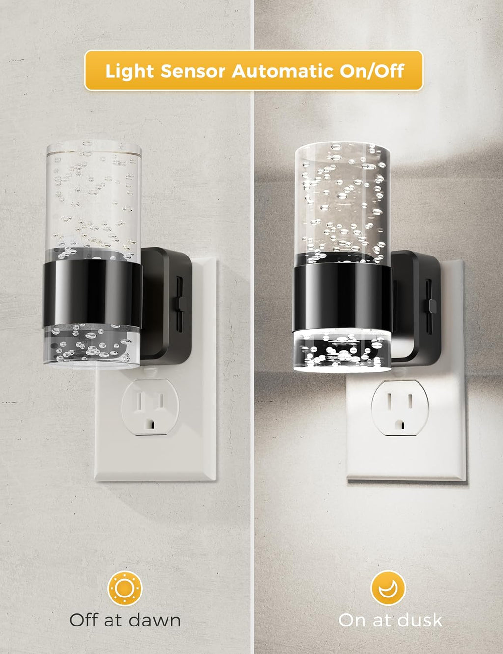 L LOHAS LED Night Light, Dimmable Night Lights Plug into Wall, 2 Pack Acrylic Nightlights with 0-100 LM Adjustable Brightness, 5000K Plug…