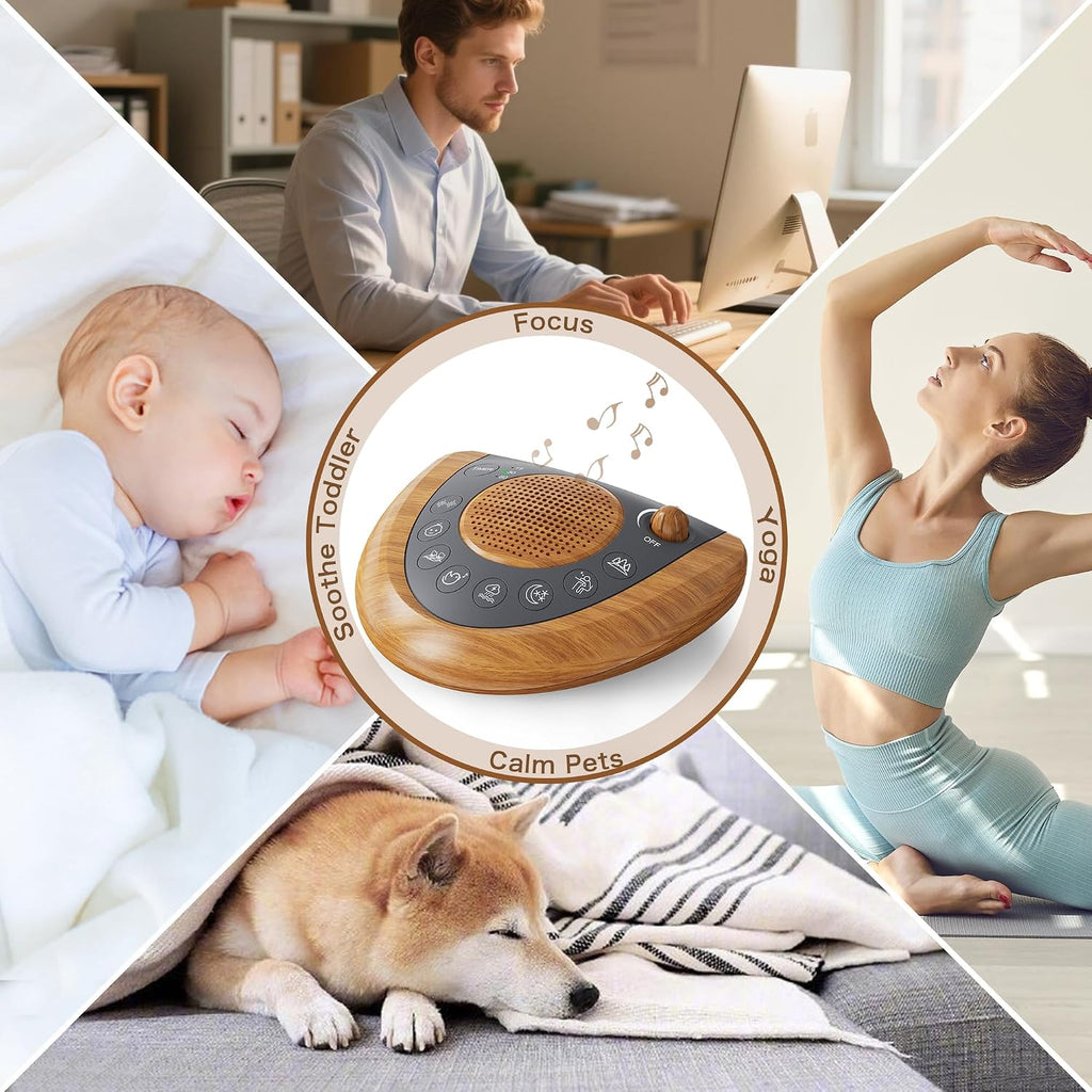 Raynic Noise Machine, Battery Powered Sound Machine, Portable Sleep Machine with 36 Natural Soothing Sounds, Timer, USB Port, Headphone…