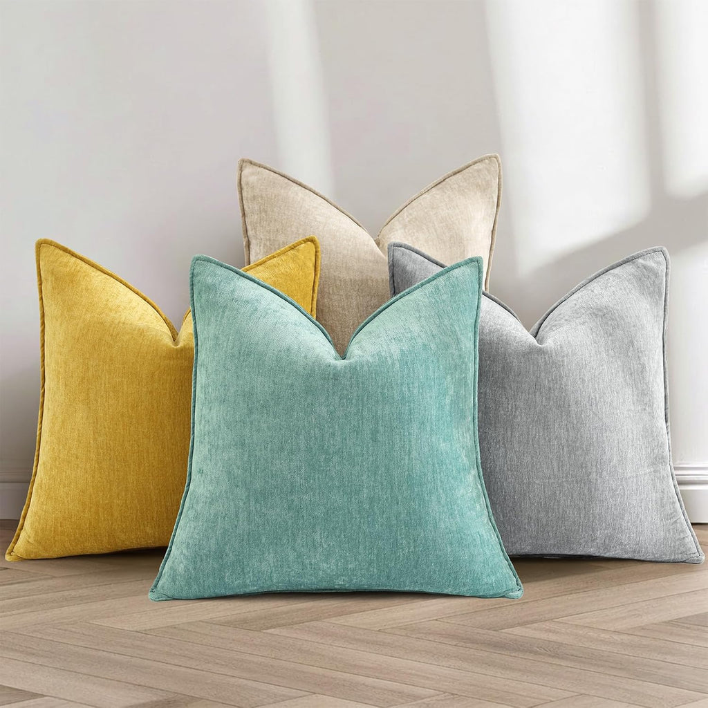decorUhome Summer Couch Throw Pillow Covers 16x16 Set of 2, Decorative Soft Velvet Modern Cozy Chenille Pillow Cases with Elegant Design fo…