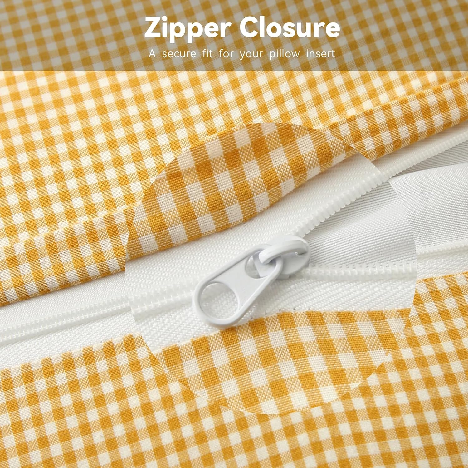 Jilboo 2 Pack 18 x18 inches Yellow/White Checkered Throw Pillow Covers 100% Washed Cotton Vintage Ruffle Trim Decorative Gingham Pillowcase…