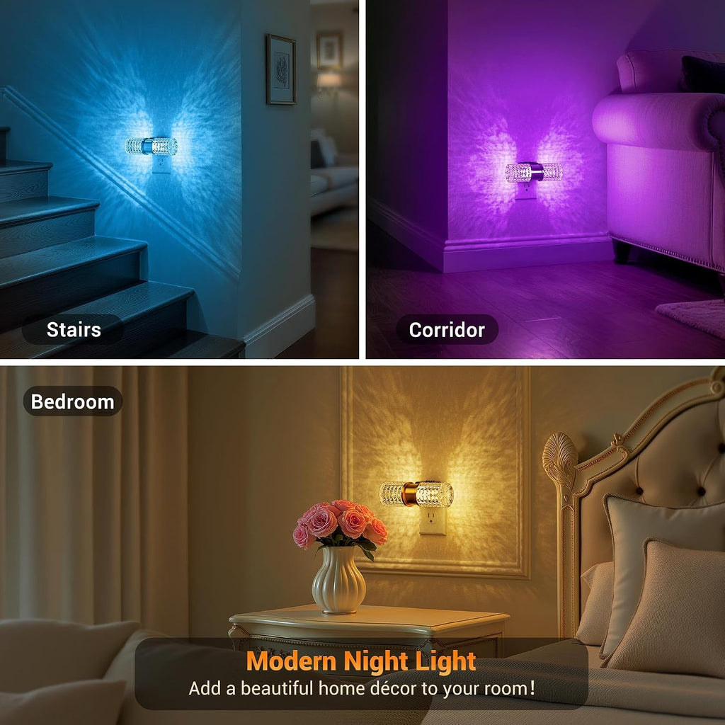 JandCase Night Lights Plug into Wall, Color Changing Night Light for Kids, 3000K+RGB LED Nightlight with Dusk to Dawn Sensor, 10/50/100LM…