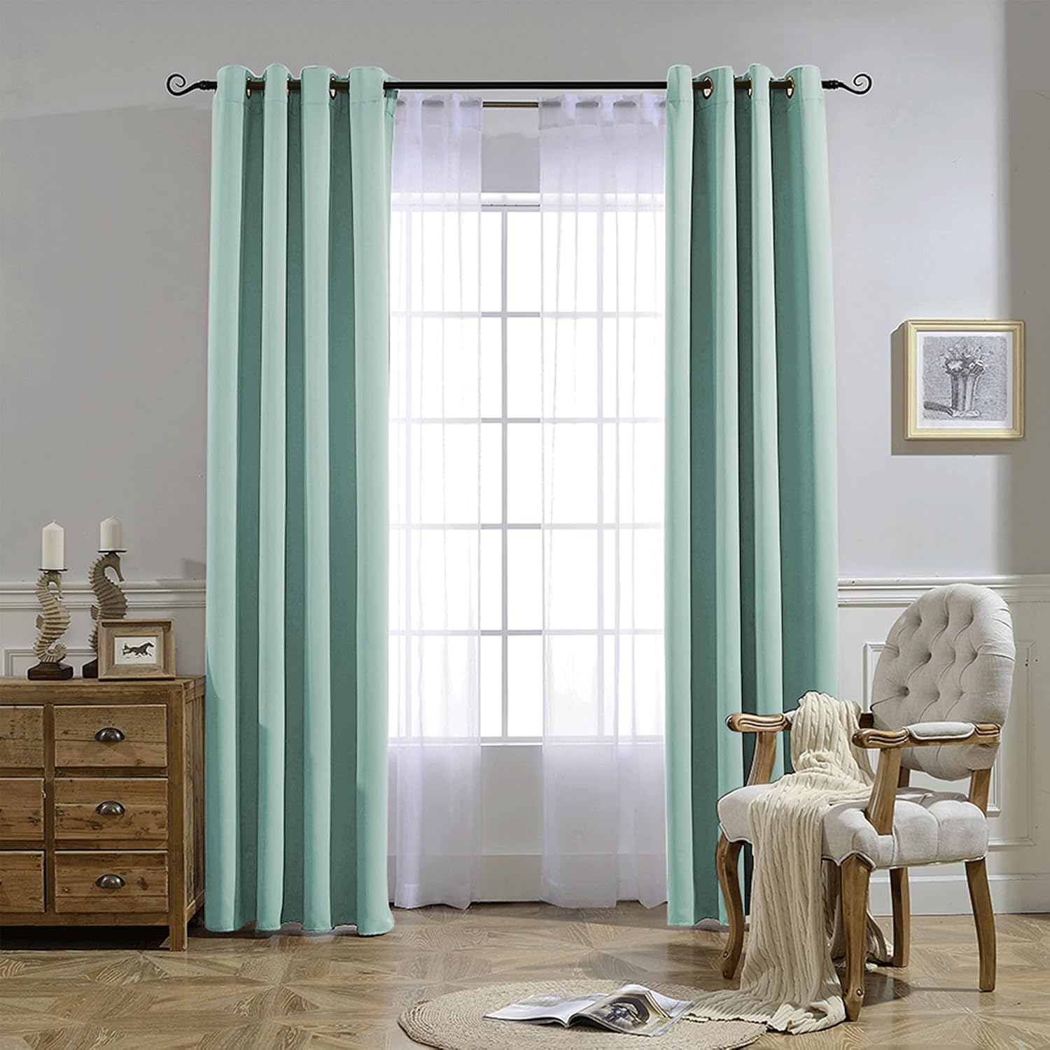 Nicetown Aqua Blue Room Darkening Curtain Panels - Window Treatment Thermal Insulated Grommet Room Darkening Curtains/Panels/Drapes for Bed…