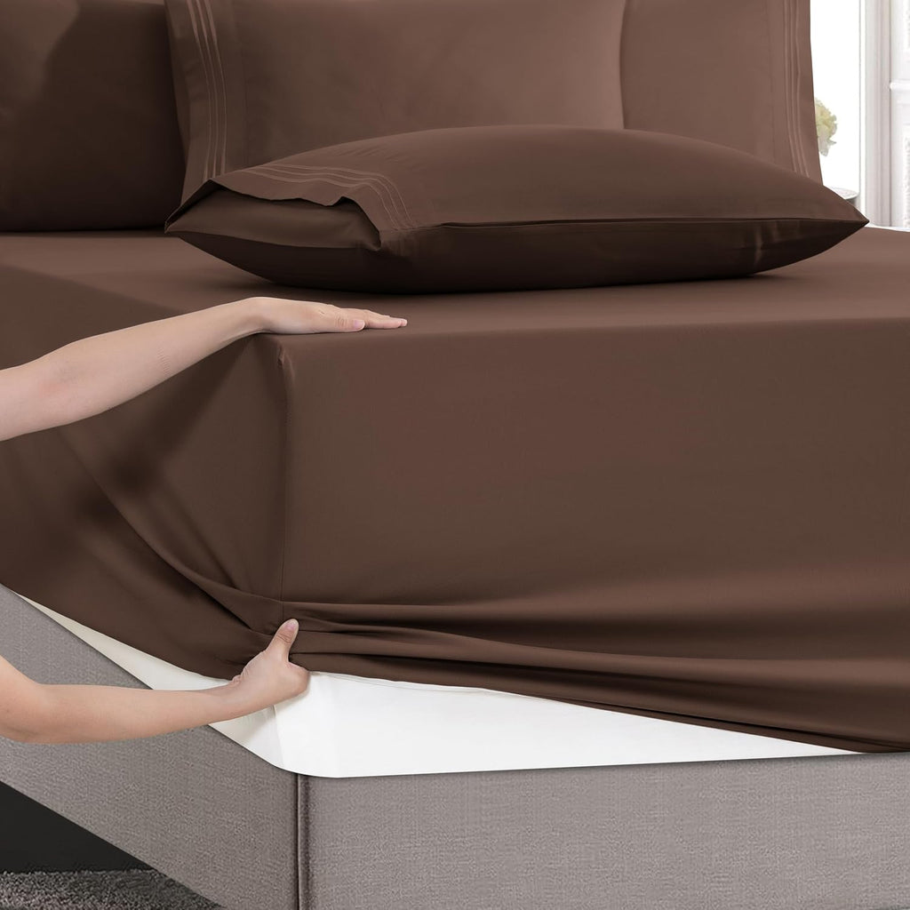 MocassiLuxuryBedding Mocassi Luxury 4-Piece Sheet Set, Ultra Soft 1800 Hotel Quality Microfiber Sheet Set, Fits Mattresses Up to 18 to 24 I…