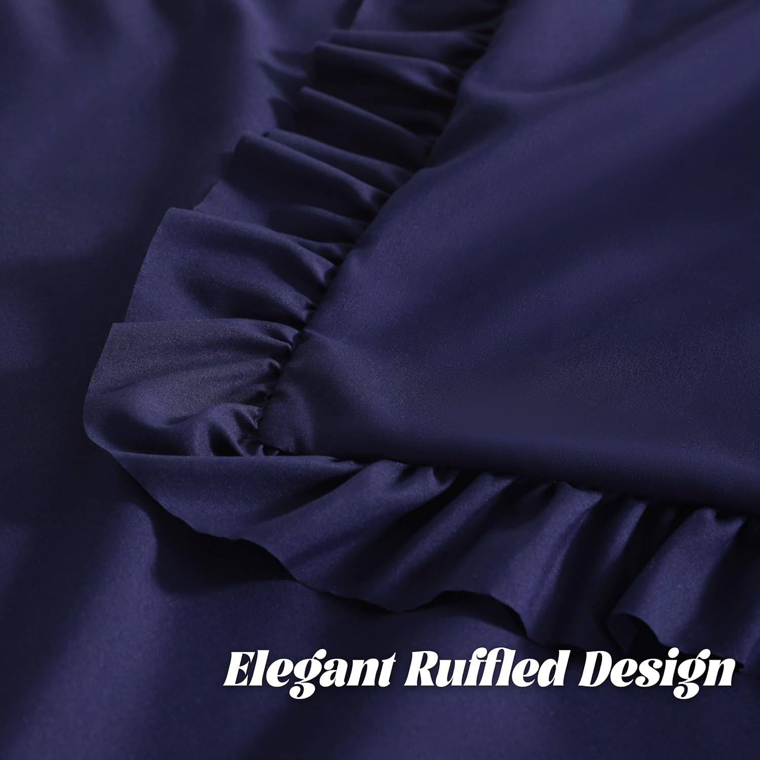 Bedsum Ruffled Pillow Shams Queen 20x30 Set of 2, Brushed Microfiber Pillowcases with Envelope Closure, Soft Wrinkle-Resistant, Navy Blue B…