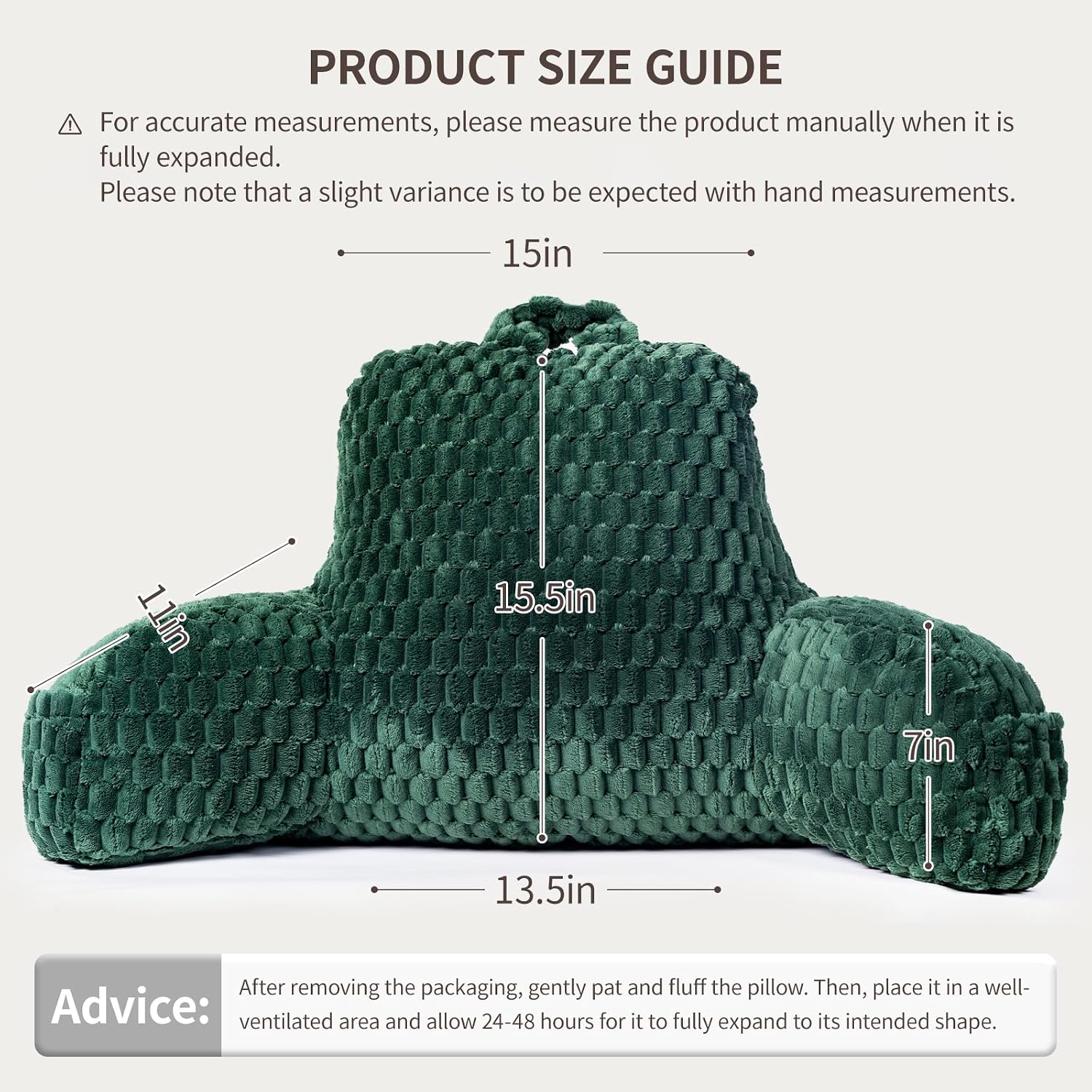 Faux Fur Reading Pillow for Bed Adults, Ultra Soft Plush Floor Backrest Pillow with Side Pockets for Bed & Couch, Perfect for Reading…