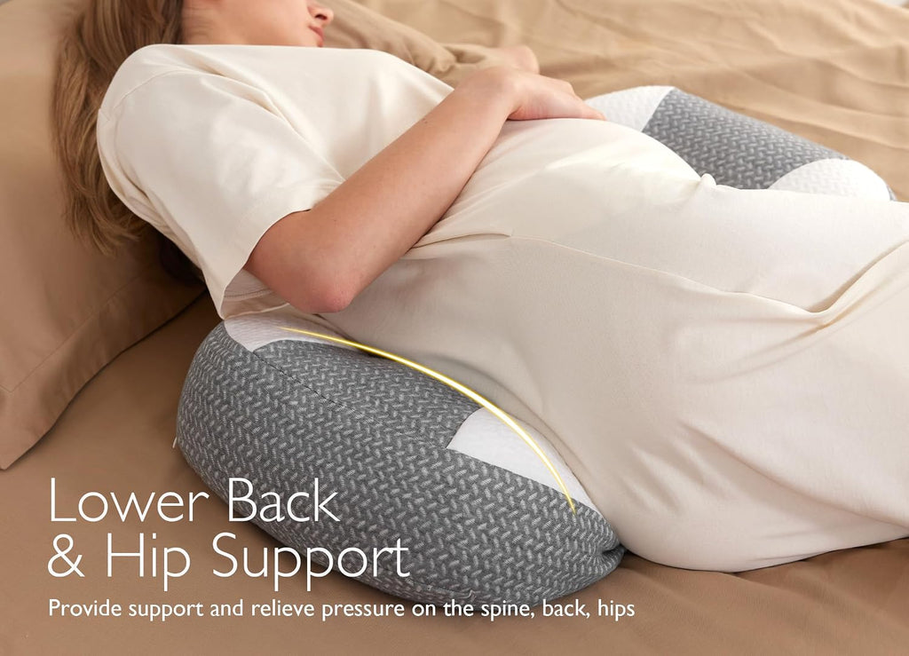 Momcozy Plus W Shaped Pregnancy Pillow for Sleeping - Adjustable Maternity Pillow for Side Sleepers - Portable Wedge Belly Support -Compact…