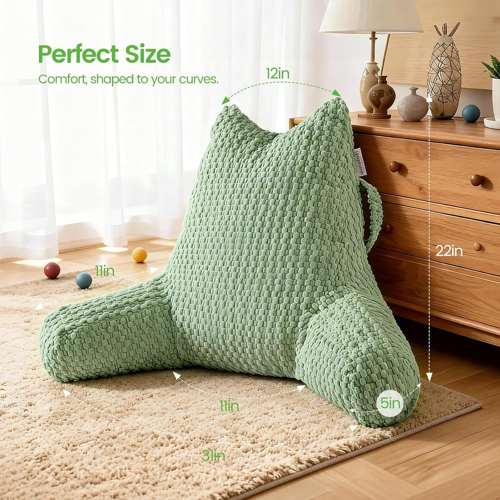Yagamo Reading Pillow for Bed Sitting Up, Backrest Pillow with Shredded Memory Foam Filling, Back Support Cushion, Bed Rest Pillow w…