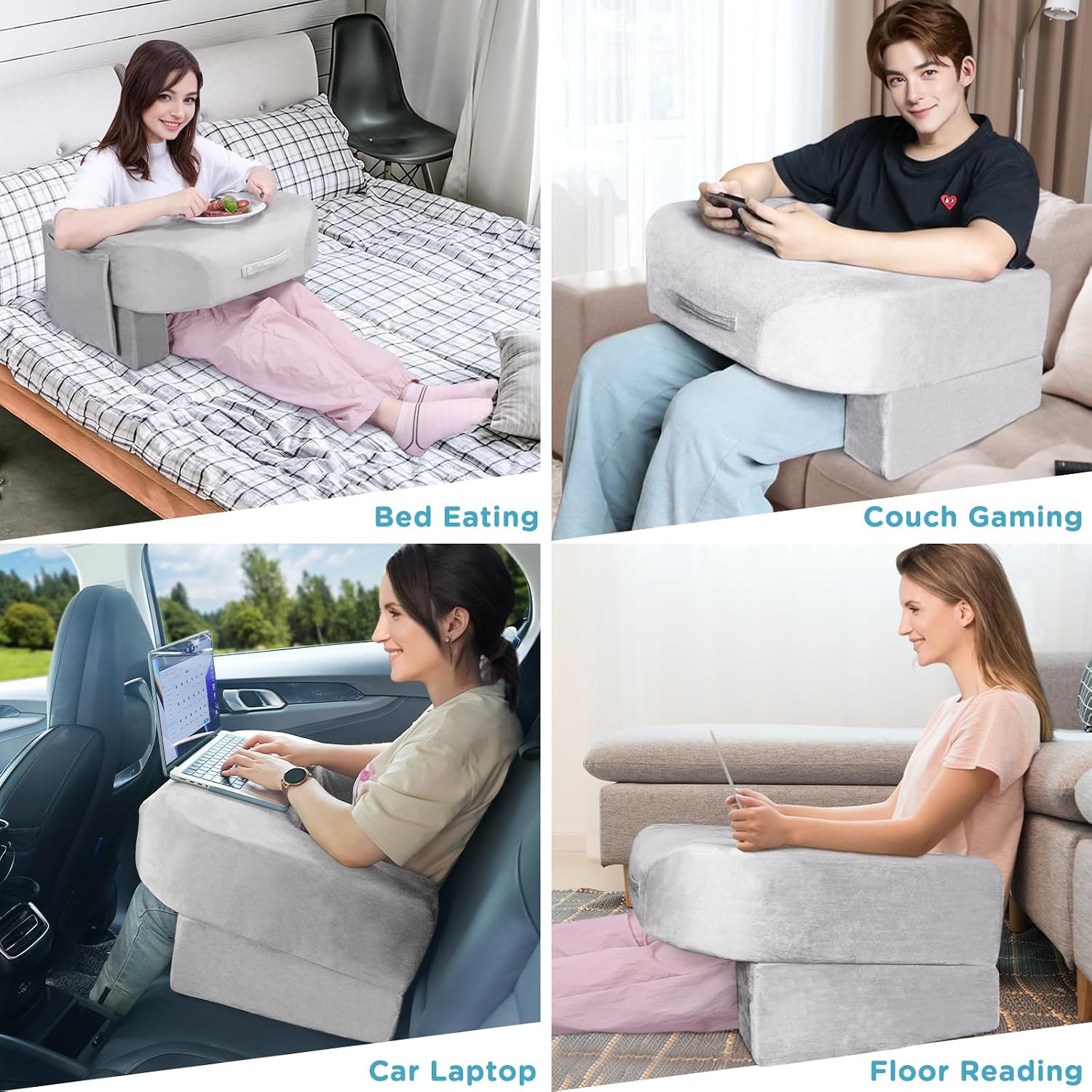 Soft Reading Pillow - Arm Rest Lap Desk Pillow for Adult - Premium Foam Bed Rest Pillow for Reading Working Playing Game or Sitting in…