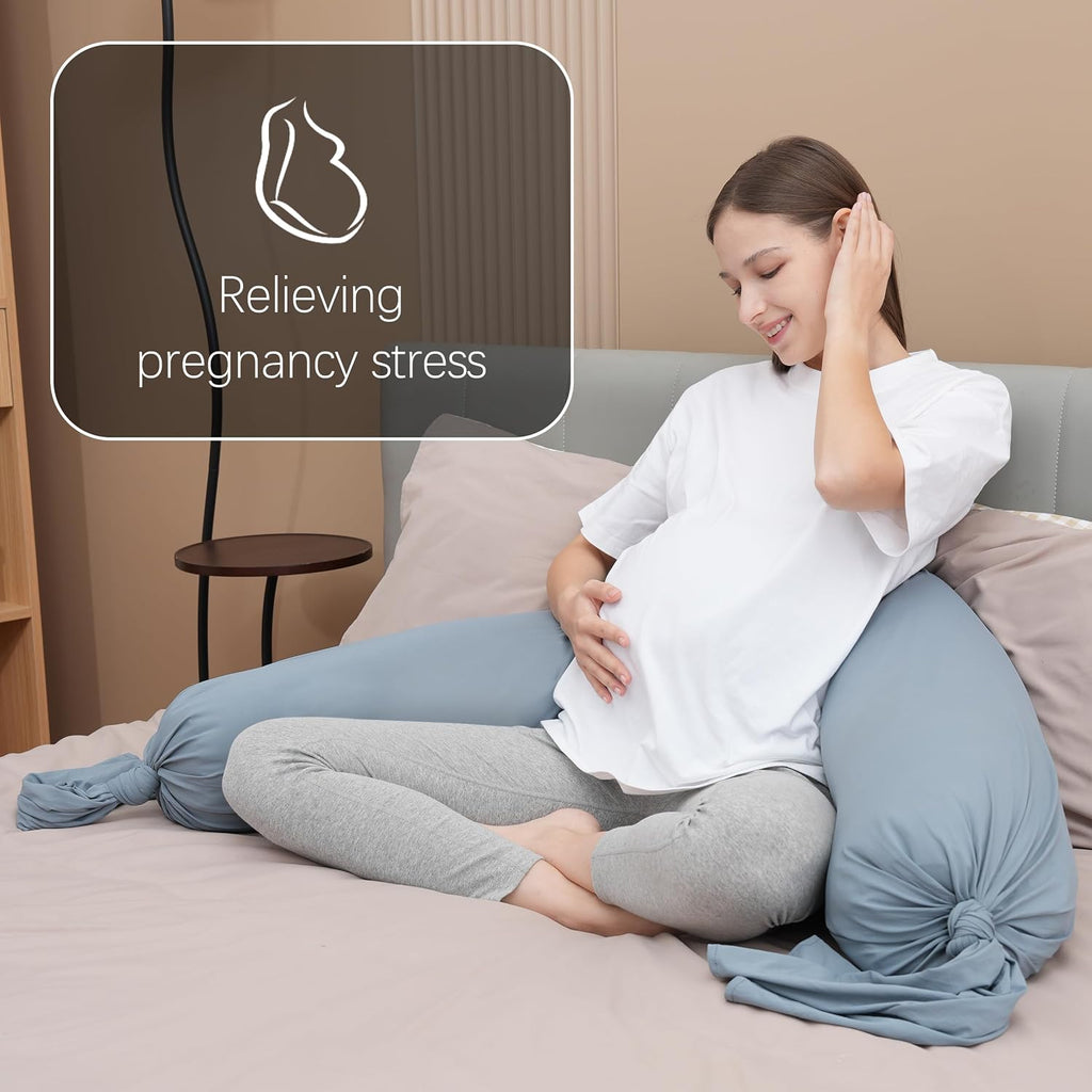 Moonpark MOON PARK Pregnancy Pillow - Incredibly Smooth and Soft Cooling Cover I Shaped Full Body Maternity Pillow with Removable Cover - S…