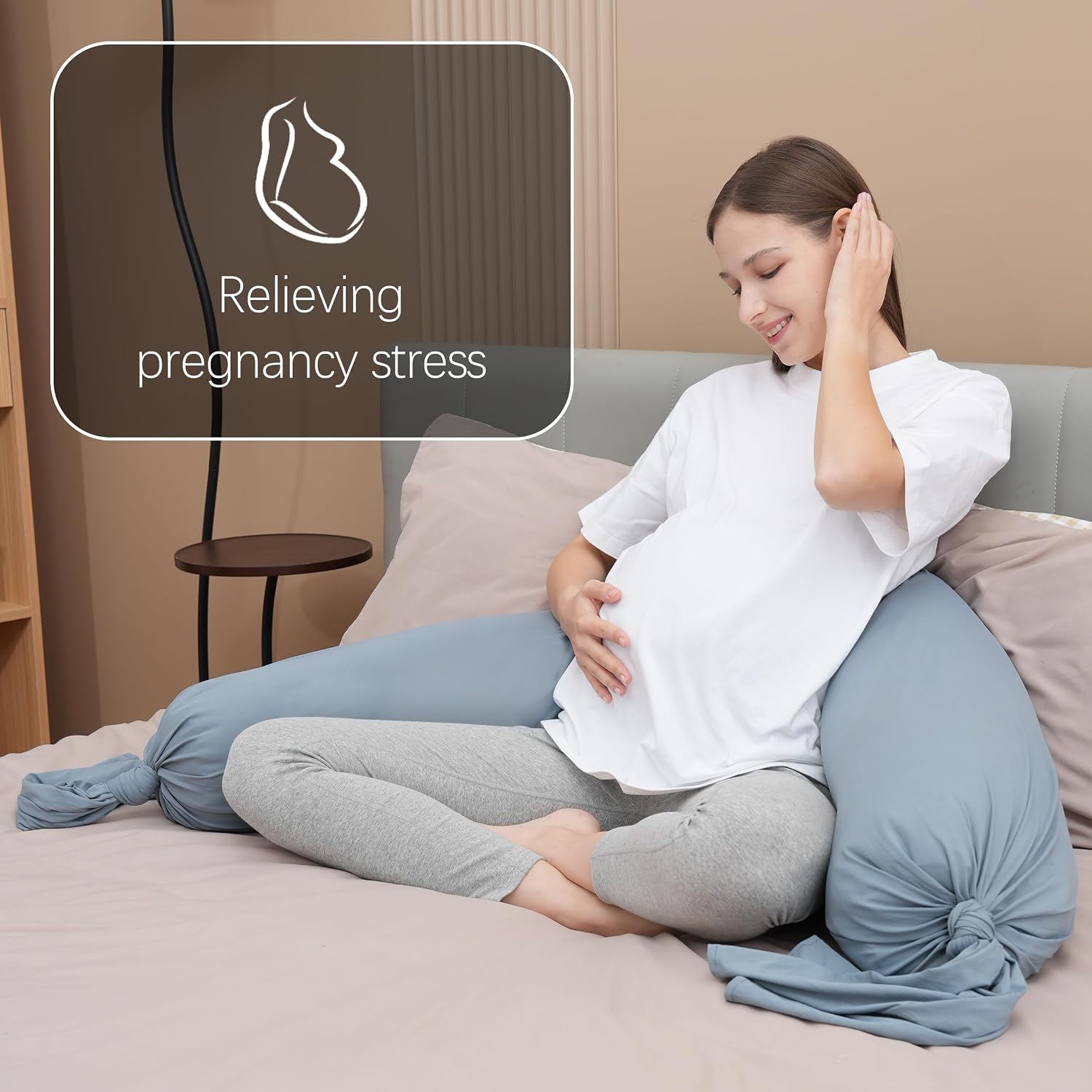 Moonpark MOON PARK Pregnancy Pillow - Incredibly Smooth and Soft Cooling Cover I Shaped Full Body Maternity Pillow with Removable Cover - S…