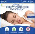 Body Size Pillow Protectors [2 Pack] – Allergy Pillow Cover Waterproof Hypoallergenic Dust Allergen Proof Zippered Encasement