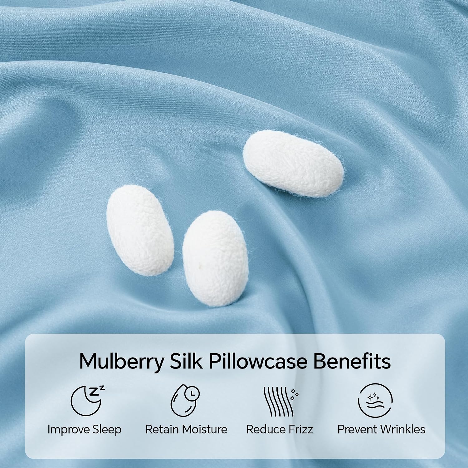 Infiixso Mulberry Silk Pillowcase for Hair and Skin, Silk Pillow Cases Queen Size with Hidden Zipper 20x30 Inches, Super Smooth and Soft Co…