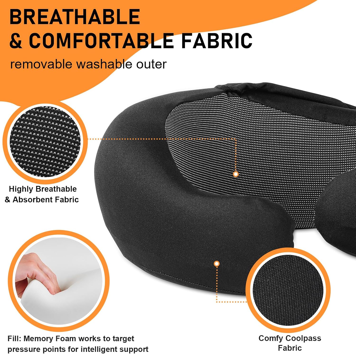 Vzpeun Travel Pillow - Hooded Neck Pillow Airplane Memory Foam Filling for Plane, Office, Cars Sleeping, Road Trip, Long Flights, Airplane…