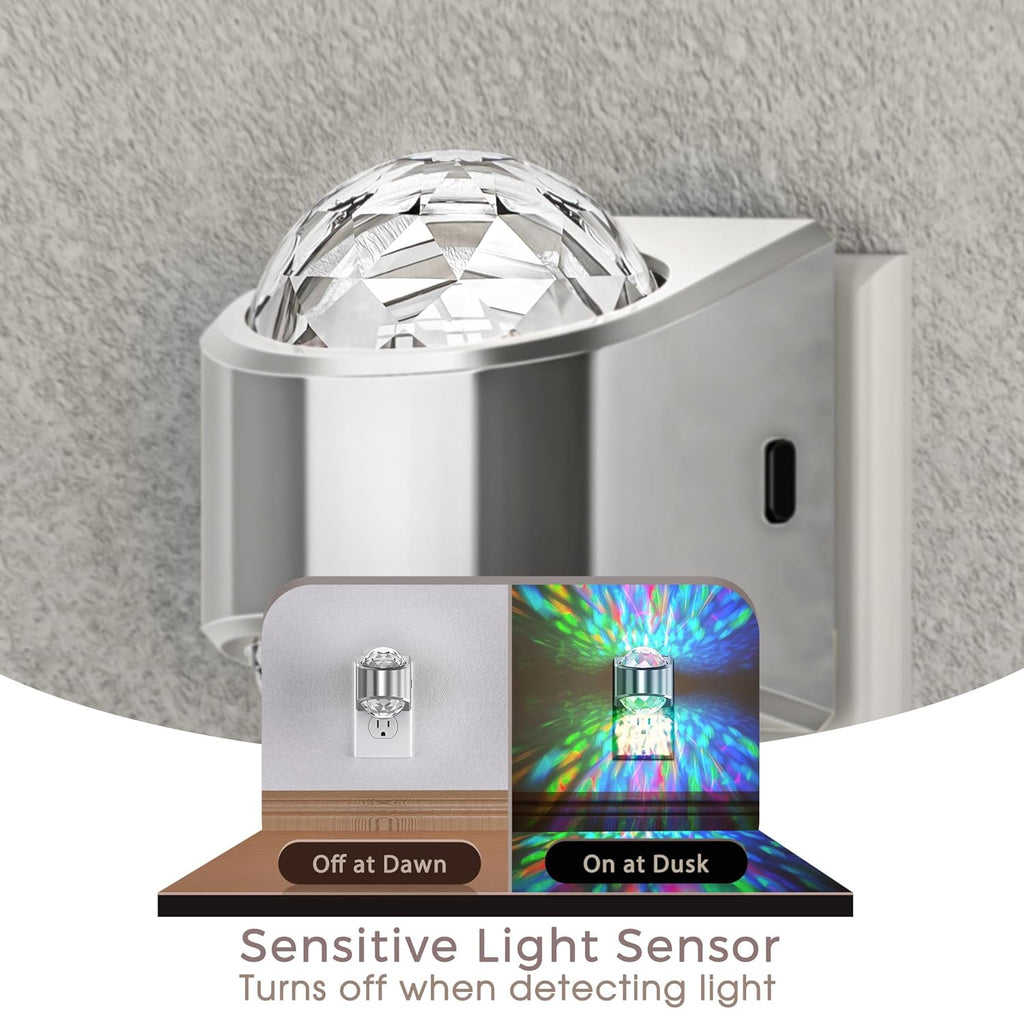 Night Lights Plug into Wall, Star Projector for Bedroom, Silver Night Light Projector for Kids, 9-Color RGB Galaxy Nightlight with Dusk…