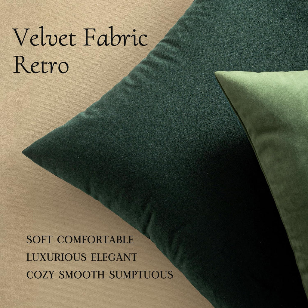 MIULEE Pack of 2 Velvet Soft Solid Decorative Square Throw Pillow Covers Cushion Case for Sofa Bedroom Couch, 20x20 Inch Army Green