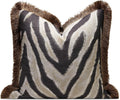 Aibuhome Designer Zebra Throw Pillow Cover with Brown Fringe, Luxury Zebra Pattern Jacquard Design Decorative Pillow Cover for Modern & Cla…