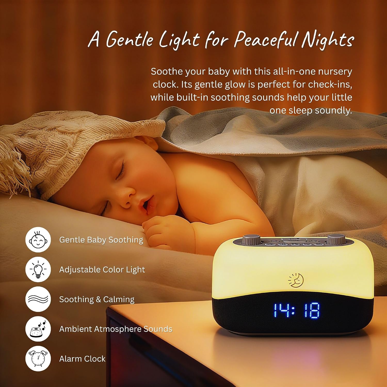 SleepZM Sleep ZM White Noise Machine with 29 Sounds + 16 Colors Digital Alarm Clock & Amber Night Light for Blue Light Blocking, Gentle Wak…