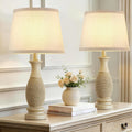 EJIAXIN Table Lamps Set of 2-21.6" Resin Farmhouse Bedside Lamps for Bedroom Living Room, Rustic Nightstand Bedroom Lamp with Rotary…