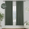 Nanspring Olive Green 100% Blackout Linen Curtains for Bedroom 72 Inches Long Back Tab Thermal Insulated Modern Farmhouse Decor Black Out C…