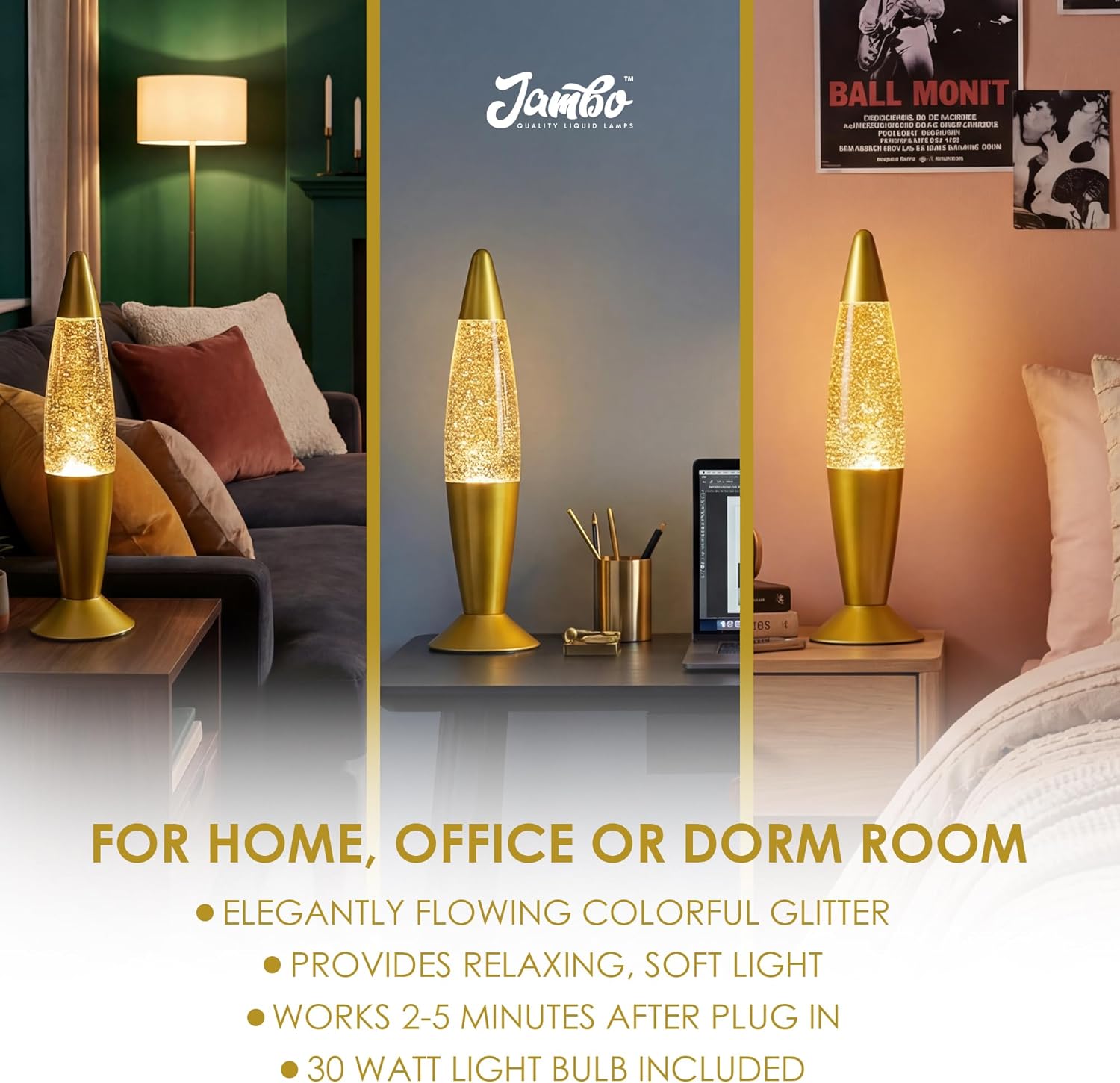 Jambo 16-Inch Rainbow Glitter Lamp I Beautiful Liquid Lamp I Entertaining for Adults and Kids I Perfect Holiday Gift