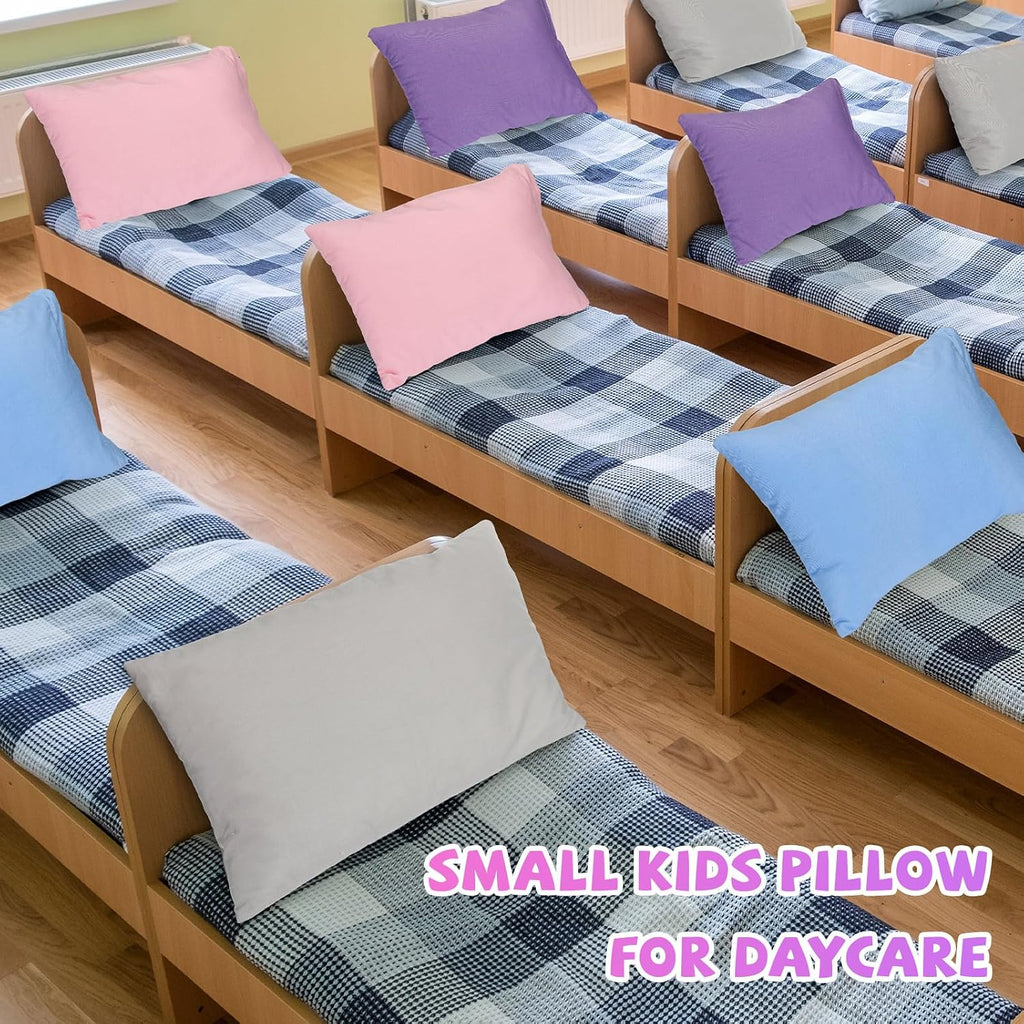 Kigley 16 Pcs Mini Pillow 14" x 9" Small Pillows for Sleeping Daycare Travel Nap Time Neck Lumbar(Light Colors) 16 Pcs 9 inches blue