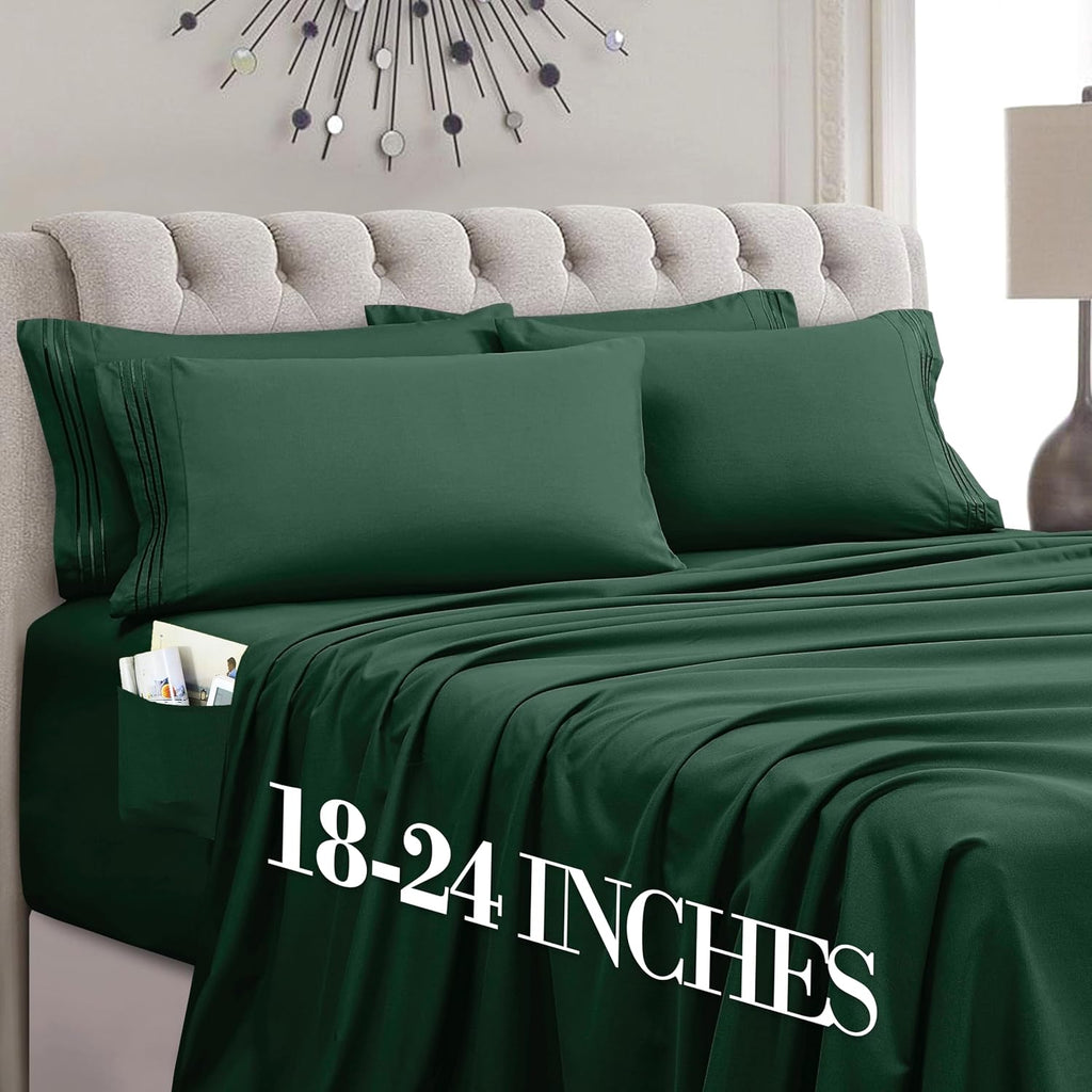 MocassiLuxuryBedding Mocassi Luxury 6-Piece Sheet Set, Ultra Soft 1800 Hotel Quality Microfiber Sheet Set, Fits Mattresses Up to 18 to 24 I…