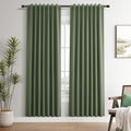 Guken Linen 100% Blackout Curtains 78 Inches Long for Bedroom Full Light Blocking Curtains Olive Green Country Farmhouse Insulated Thermal…