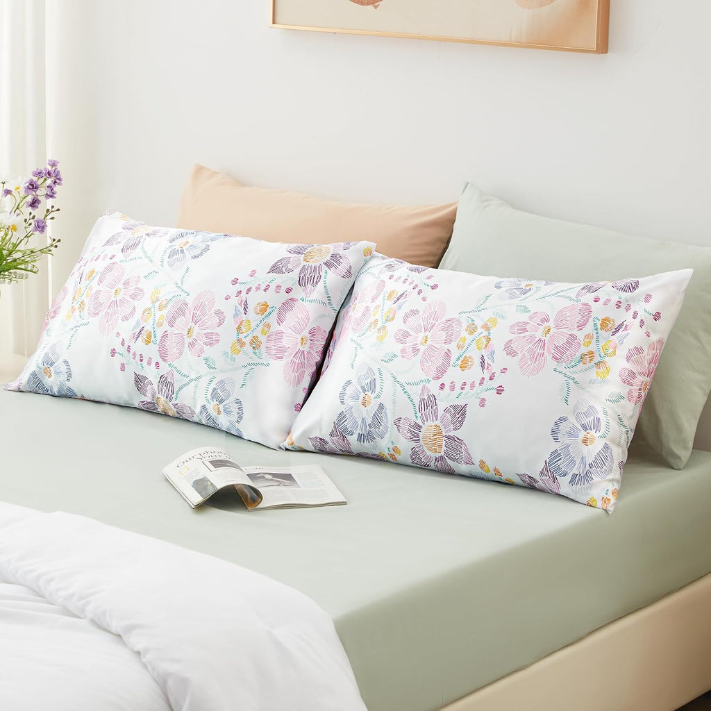 EXQHomeTexitleCoLtd EXQ Home Satin Pillowcase for Hair and Skin Queen - Flower Silk Pillowcase 2 Pack 20x30 inches - Satin Pillow Cases Set…