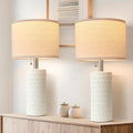 Reaketon 20.5" Modern Ceramic Table Lamps for Bedroom Set of 2, Bedside Lamps for Night Stands with Beige Lampshade, Farmhouse Table Lamp…