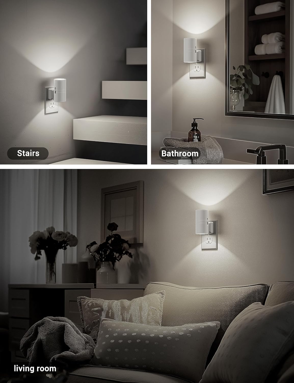 JandCase Night Lights Plug into Wall, Dimmable Night Light Plug in, Modern Night Light Dusk to Dawn Light Sensor, Cool White 5000K…