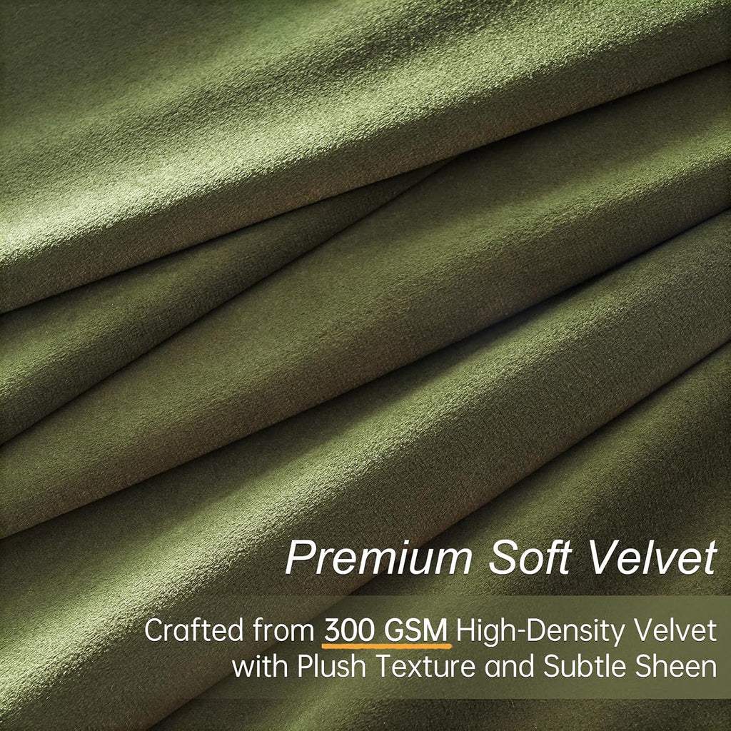 Drapenova 90 Inch Long Pinch Pleated Velvet Blackout Curtains for Living Room Bedroom Olive Green Vintage Heavy Room Darkening Therm…