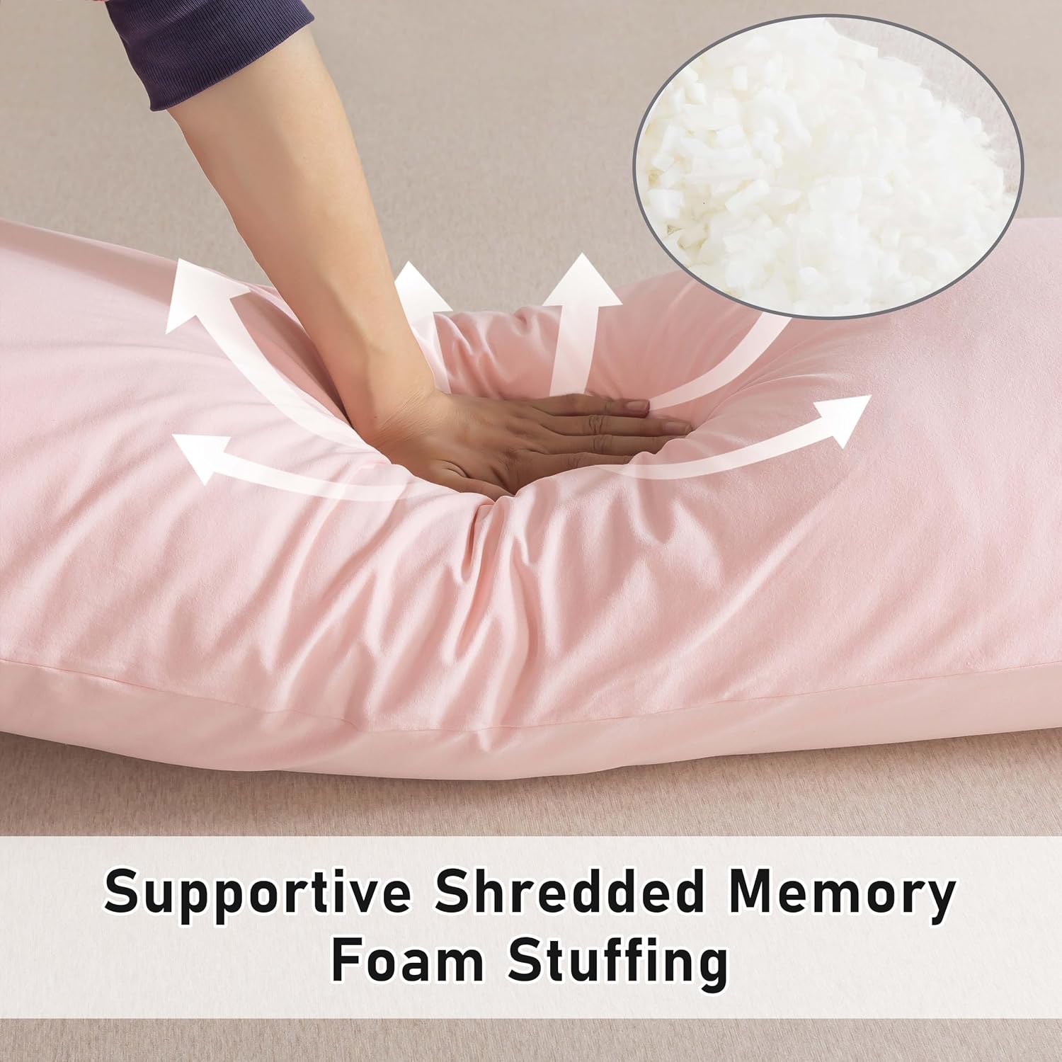 WhatsBedding Memory Foam Body Pillow with 100% Cotton Jersey Knitted Cover, Luxury Soft Large Long Pillow for Adults, Full Body Pillow…