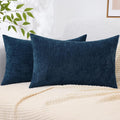 decorUhome Chenille Navy Blue Summer Throw Pillow Covers 12x20 Inch Set of 2, Decorative Soft Couch Pillow Covers Solid Dyed Accent Farmhou…