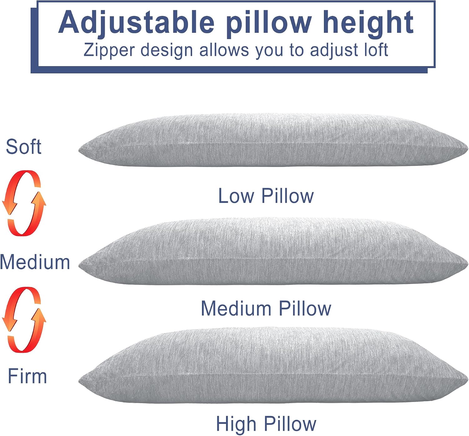Dwcn Cooling Body Pillow for Adults, 20x54 Inch Light Grey - Shredded Memory Foam Body Pillow with Removable & Adjustable Filling, Full Bod…
