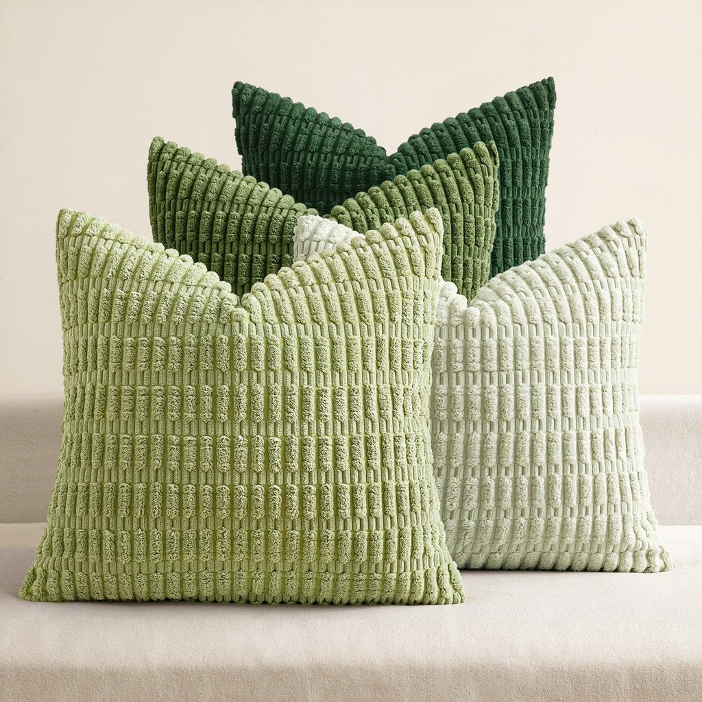 MIULEE Soft Corduroy Spring Throw Pillow Covers Set of 4 Forest Green 20x20 Inch Modern Farmhouse Boho Decorative Accent Cushion Covers…