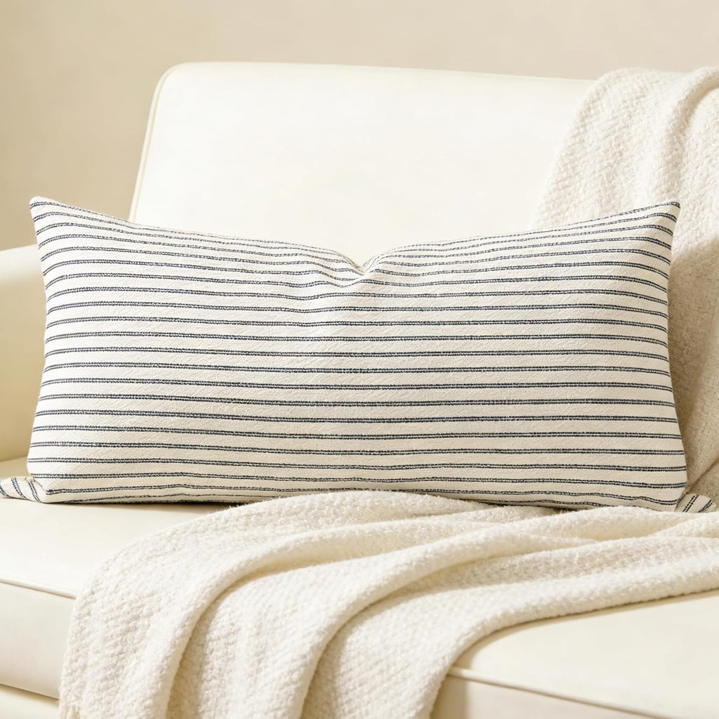 Slow Cow Rectangular Throw Pillow Cover Decorative Textured Lumbar Accent Cushion Cover for Couch Sofa 12 x 24 Inches Navy